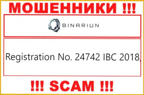 Регистрационный номер организации Binariun Net, которую лучше обходить десятой дорогой: 24742 IBC 2018