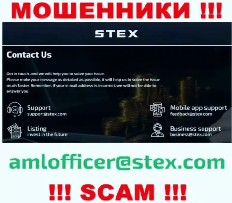 Указанный e-mail интернет-ворюги Stex показывают у себя на официальном ресурсе