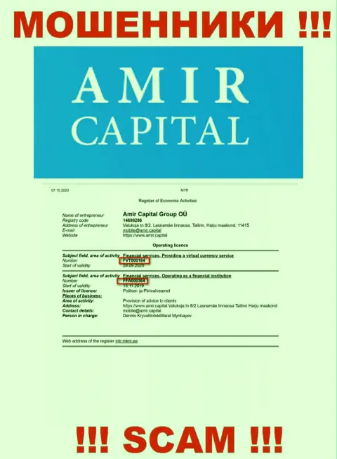 АмирКапитал размещают на сервисе номер лицензии, невзирая на этот факт умело сливают клиентов