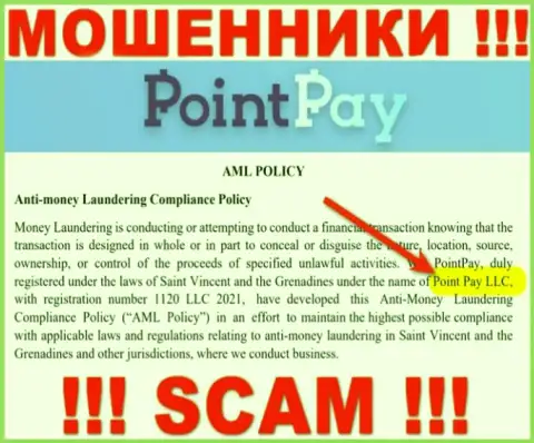Компанией Point Pay руководит Point Pay LLC - сведения с официального сайта мошенников