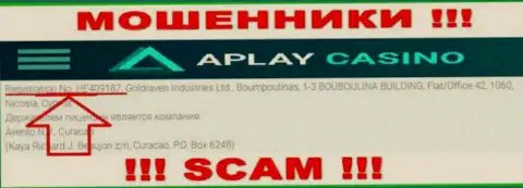 APlay Casino не скрывают рег. номер: HE409187, да и зачем, грабить клиентов номер регистрации не препятствует