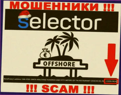 Из Selector Casino денежные активы возвратить невозможно, они имеют офшорную регистрацию - COSTA-RICA
