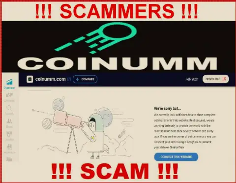 There is no information about Coinumm Com scammers on similarweb