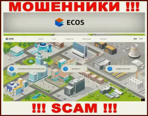 Веб-сайт организации ECOS, заполненный фальшивой информацией