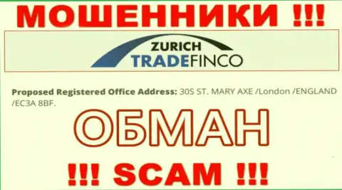 Так как адрес на онлайн-сервисе Zurich Trade Finco ложь, то в таком случае и иметь дела с ними очень рискованно