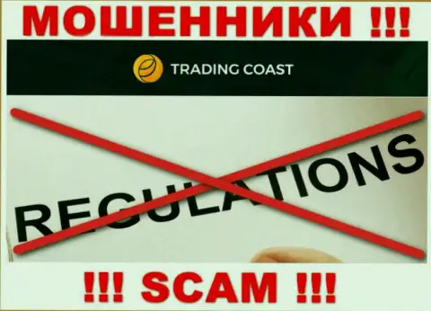 Trading Coast - это неправомерно действующая контора, которая не имеет регулятора, будьте крайне внимательны !!!