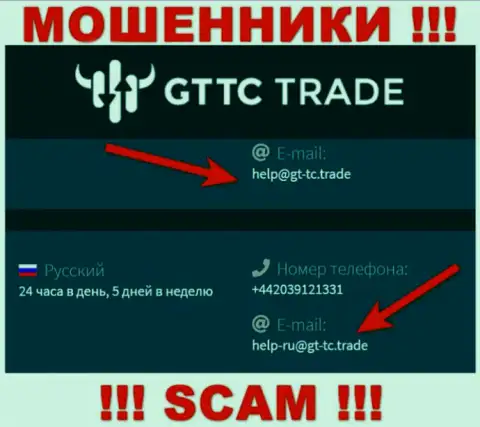 GT TC Trade - это МОШЕННИКИ !!! Этот e-mail показан у них на официальном ресурсе