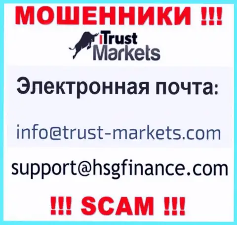 Организация Trust Markets не прячет свой е-майл и размещает его на своем сайте