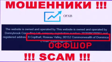 Организация OFXB Io указывает на информационном портале, что расположены они в офшоре, по адресу - 8 Copthall, Roseau Valley, 00152 Commonwealth of Dominica