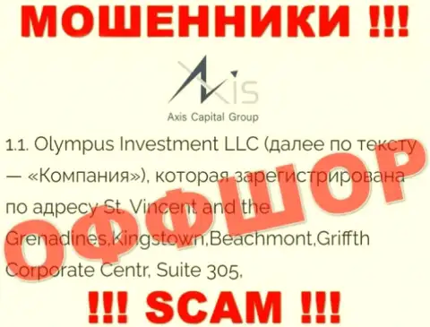 Адрес регистрации мошенников Axis Capital Group в офшоре - Садовническая улица, 14, город Москва, 115035, данная инфа расположена на их официальном информационном портале