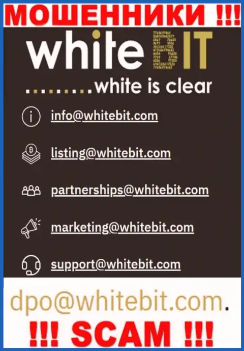 Избегайте любых общений с интернет-мошенниками WhiteBit, в т.ч. через их электронный адрес
