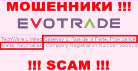Из конторы EvoTrade Com вернуть обратно вклады не выйдет - указанные internet-махинаторы спрятались в офшорной зоне: Гатевей 8, Руе де ла Перле, Провиденсе, Маэ, Сейшельские острова