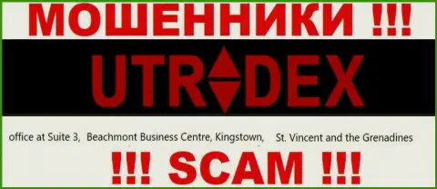 Официальный адрес обманщиков U Tradex в офшоре - office at Suite 3, ​Beachmont Business Centre, Kingstown, St. Vincent and the Grenadines, данная информация предоставлена у них на официальном сайте