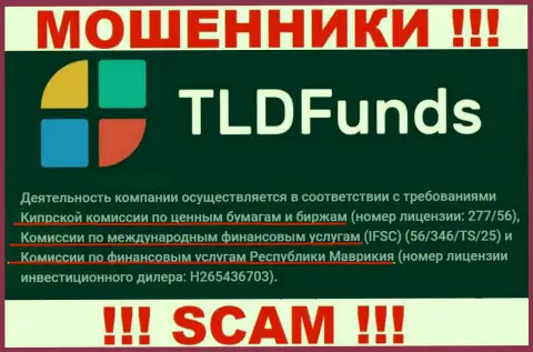 Деятельность организации ТЛД Фондс контролируется регулятором: мошенником - IFSC