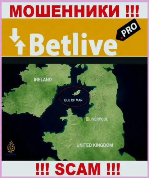 BetLive находятся в оффшорной зоне, на территории - Isle of Man
