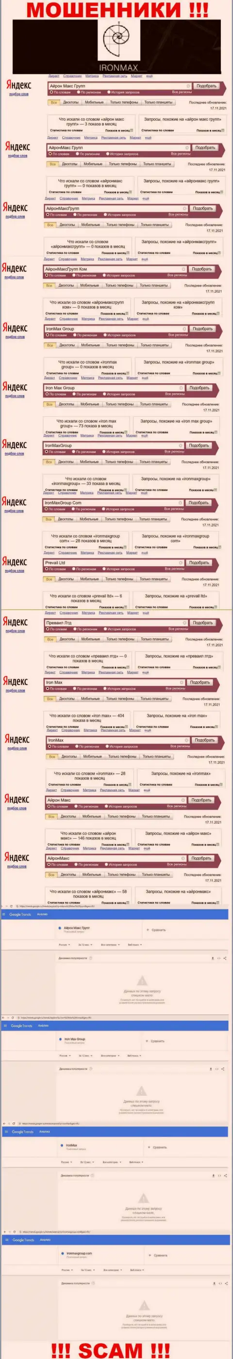 Информация о online-запросах по бренду ворюг Айрон Макс Групп