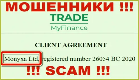Вы не сумеете сохранить собственные финансовые вложения взаимодействуя с конторой Trade My Finance, даже если у них имеется юридическое лицо Monyxa Ltd