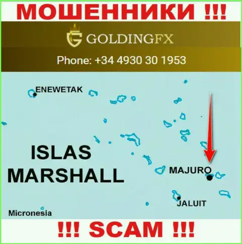 С интернет мошенником Golding FX рискованно работать, они расположены в оффшоре: Majuro, Marshall Islands