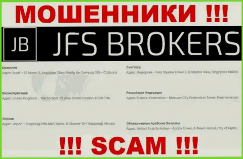 JFSBrokers Com на своем информационном ресурсе представили фиктивные сведения на счет местоположения