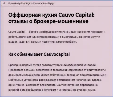 Cauvo Capital - это МОШЕННИКИ !!! обзорная статья с доказательствами неправомерных действий