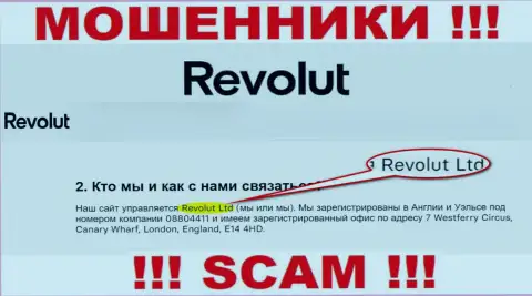 Revolut Ltd - это организация, которая управляет интернет махинаторами Revolut