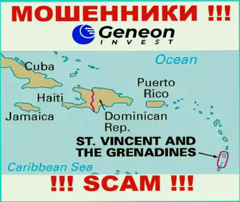 Geneon Invest имеют регистрацию на территории - St. Vincent and the Grenadines, остерегайтесь сотрудничества с ними