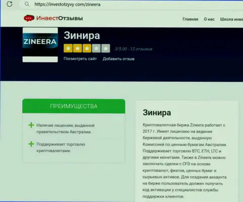 Обзор условий для торговли компании Зиннейра на информационном ресурсе InvestOtzyvy Com